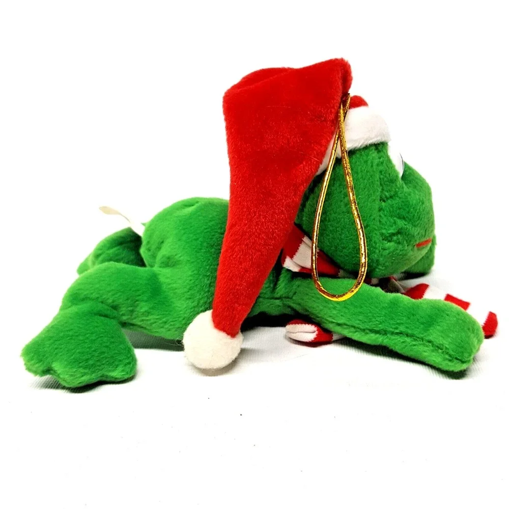 Christmas Plush Frog In Santa Hat & Scarf 7